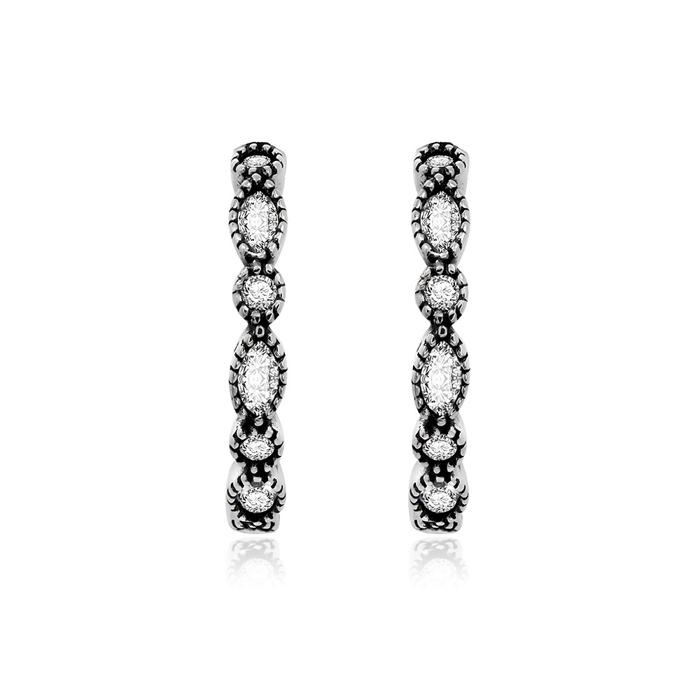 Small Zirconia Single Half Hoop Earring